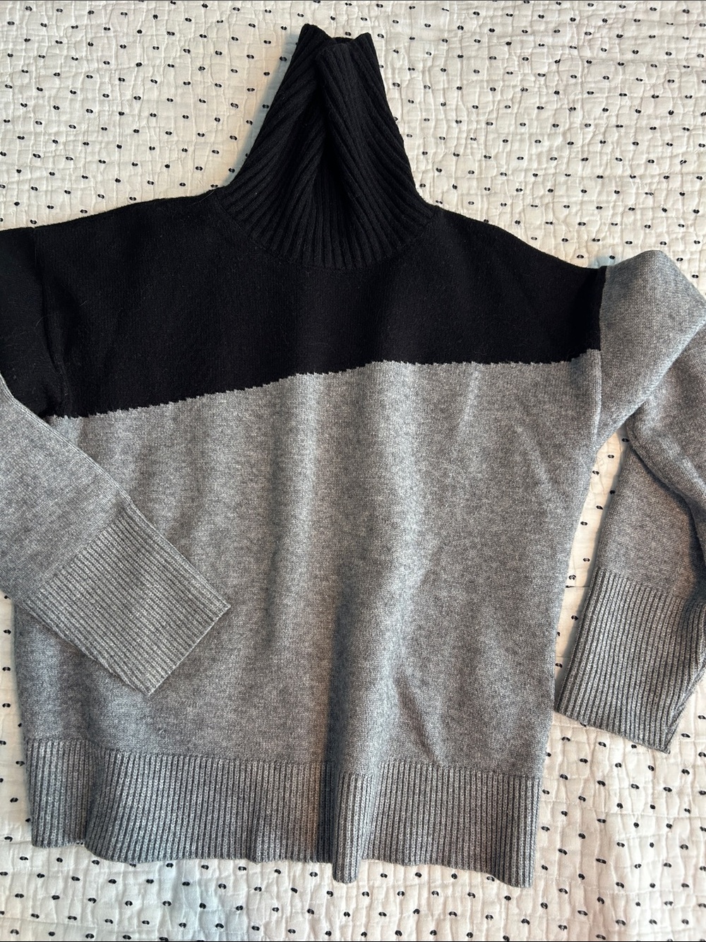 Anthropologie Two-Tone Black & Gray Turtleneck Sweater